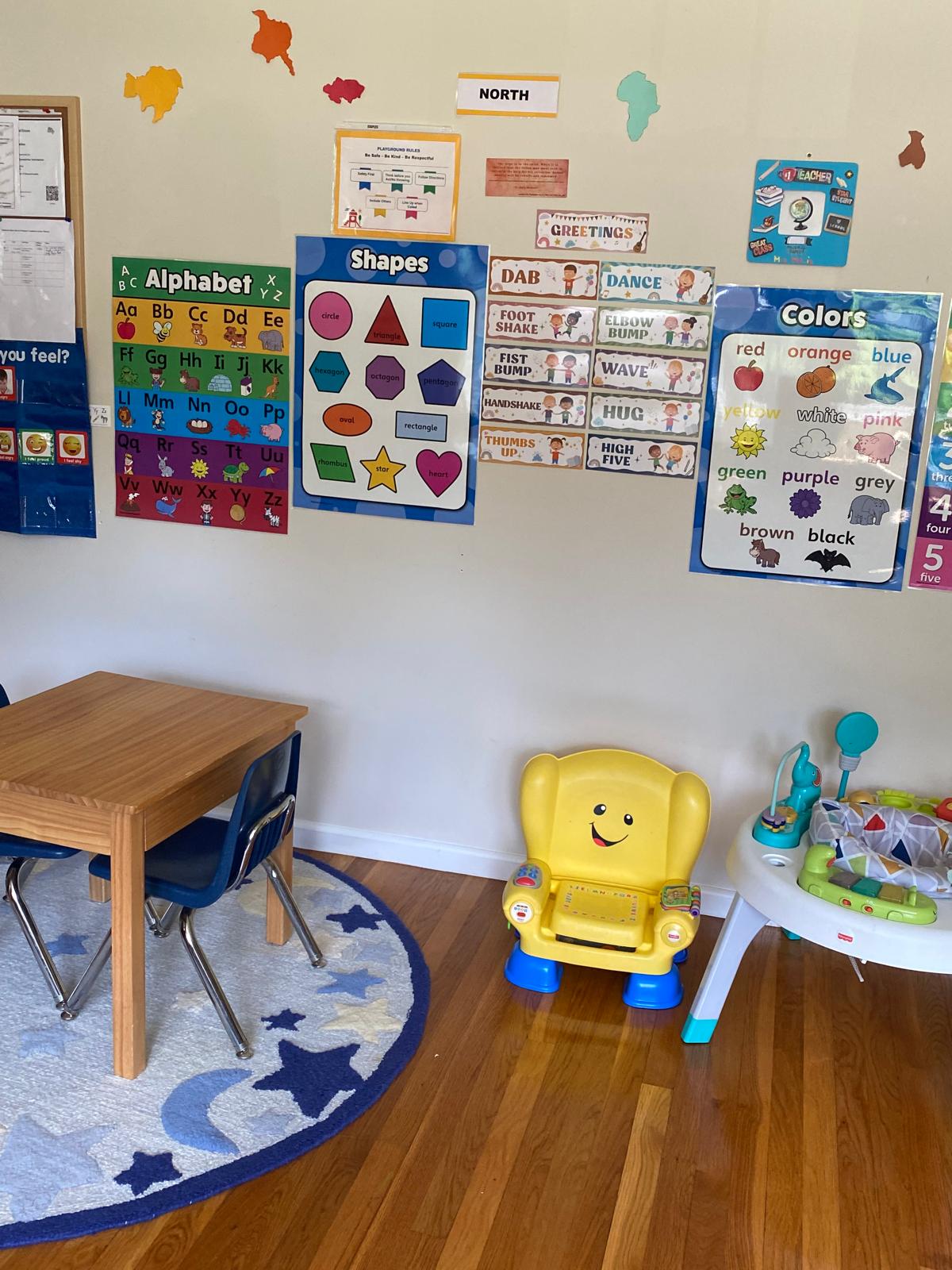 Learning wall and classroom shelves