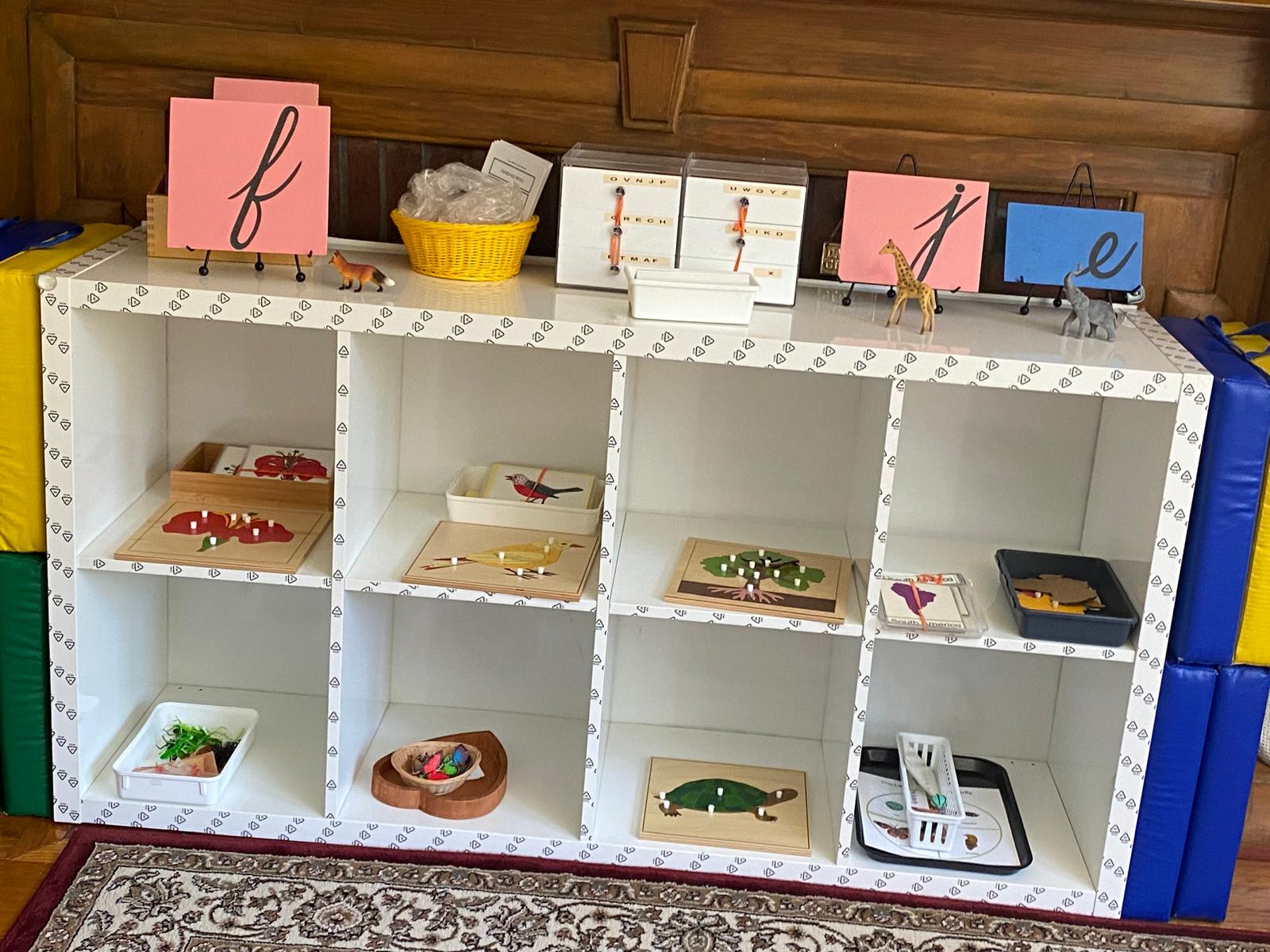 Montessori shelf with sandpaper letters